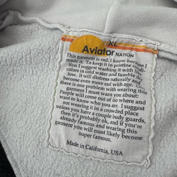 Aviator Nation Black/White Zip Hoodie - Picture 4 of 4